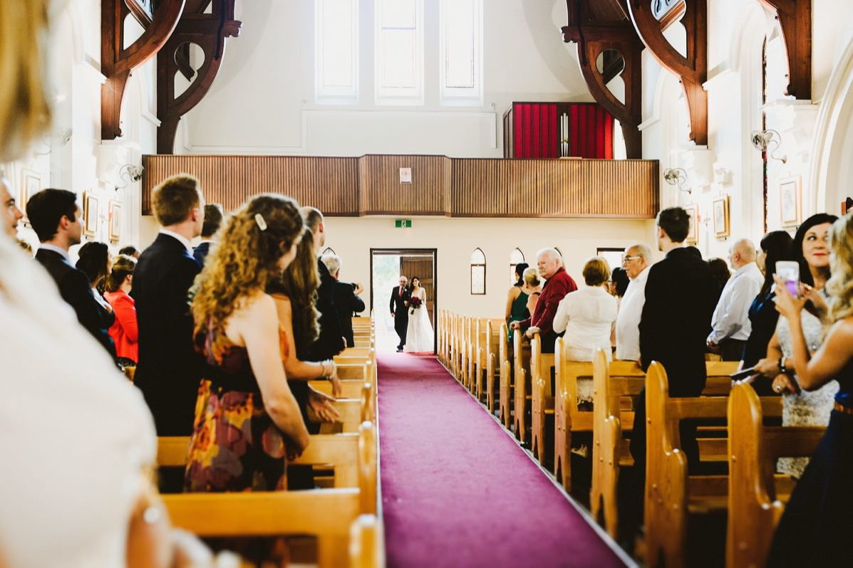 perth bride and father walking down aisle 