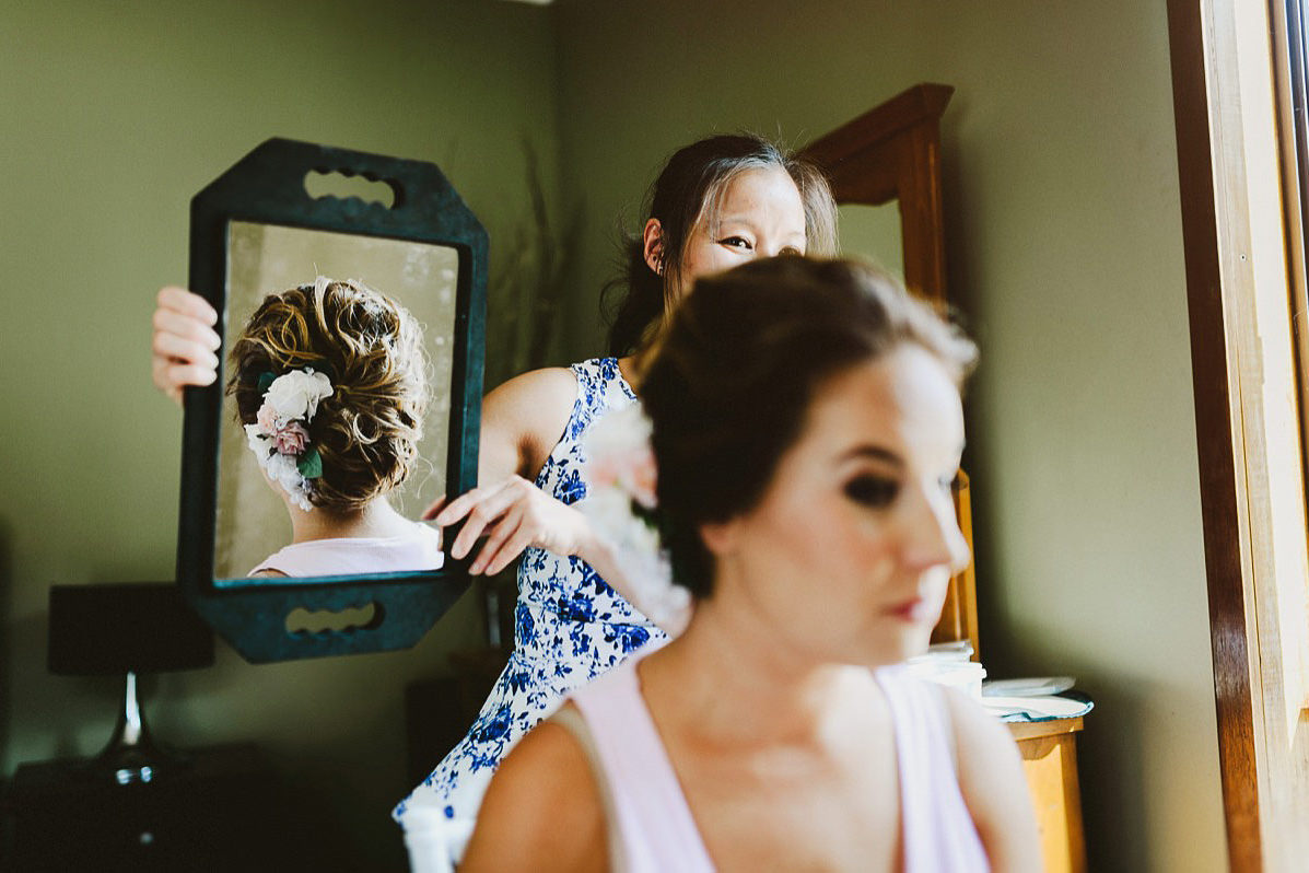 reflections of brides hair